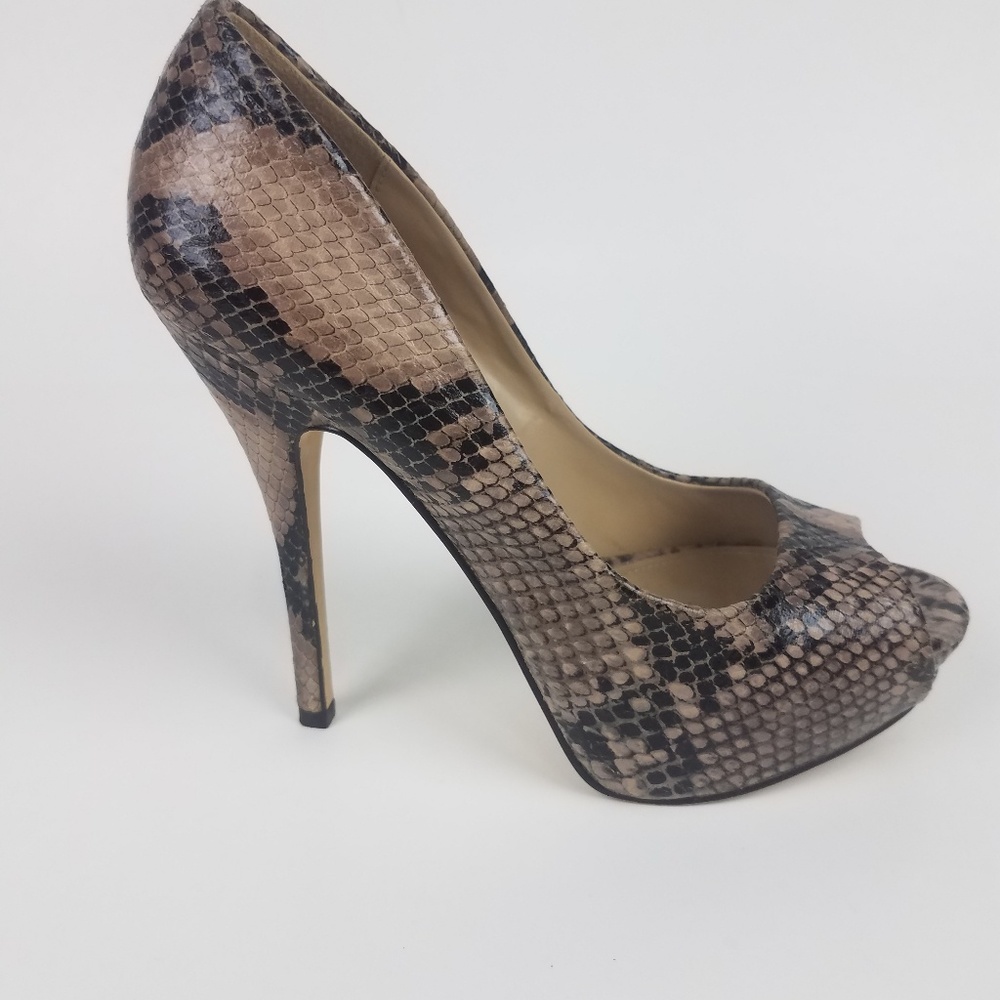 Aldo Snake Print Open Toe Platform Heel Sz 7.5